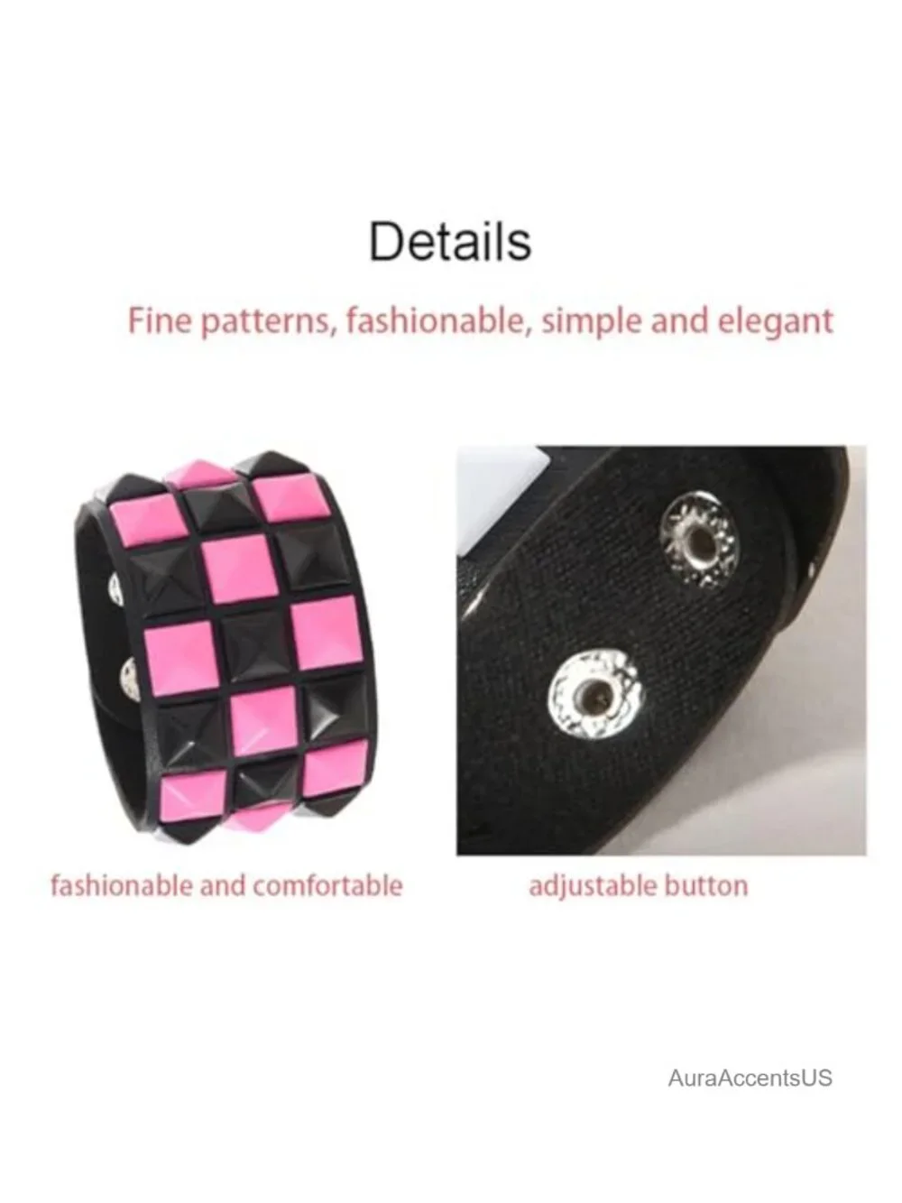 Studded Leather Cuff Bracelet Punk Rock Gothic Biker Adjustable Wristband